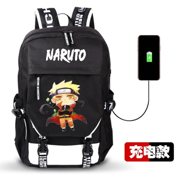Sac à dos de voyage Naruto, grande capacité avec chargeur Usb