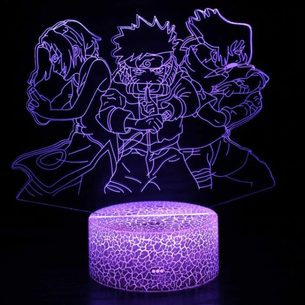 Lampe Naruto - Sasuke x Naruto x Sakura en position d'attaque