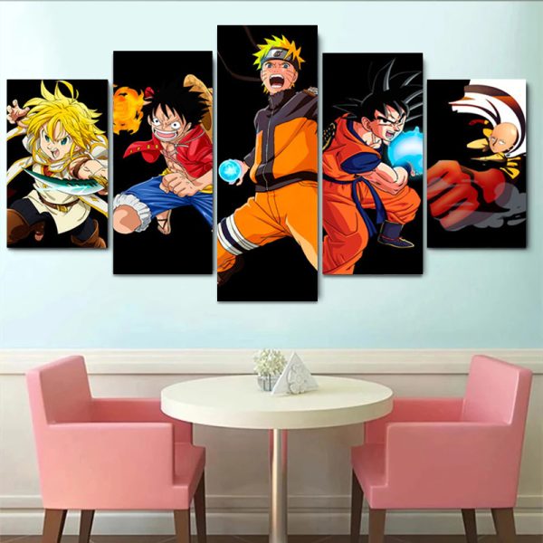 Tableau Naruto x Luffy x Goku x Saitama x Meliodas