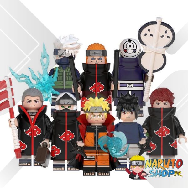 LEGO Naruto - Lot de 8 Figurine Lego Naruto - Obito, Naruto, Sasuke, Kakashi, Sasori, Hidan, Kakuzu, Pain