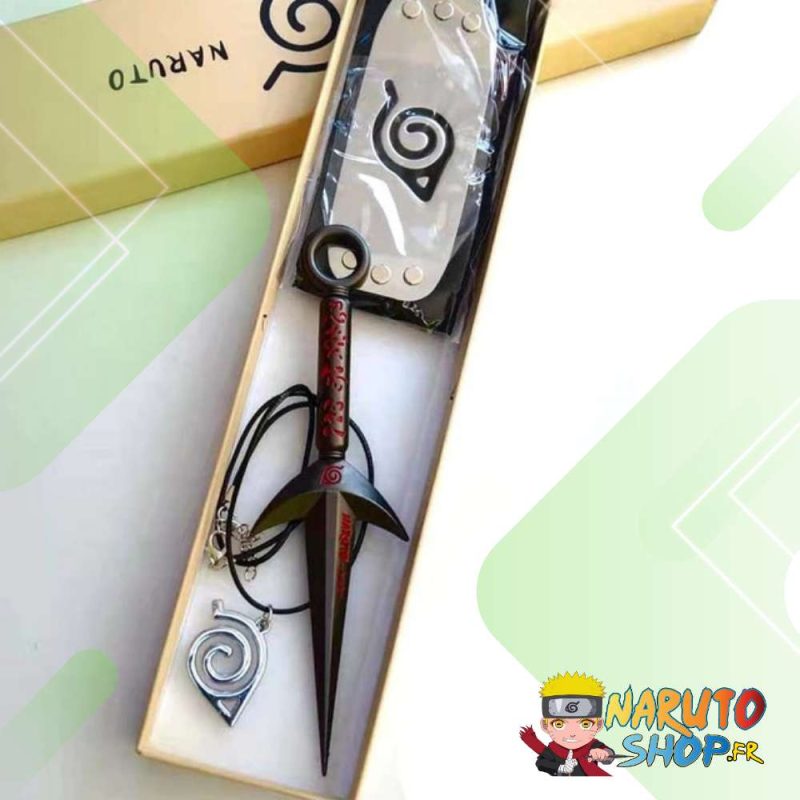 Coffret Naruto Bandeau Kunai et Collier Konoha main image 1