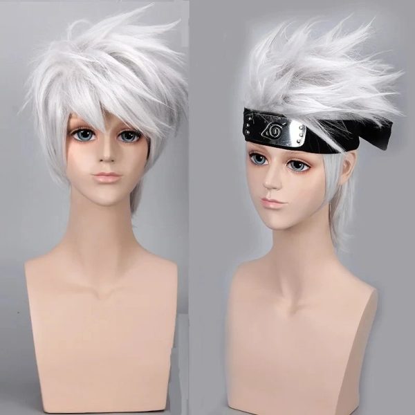 Perruque Cosplay Kakashi Hatake - Cheveux Blancs - Naruto